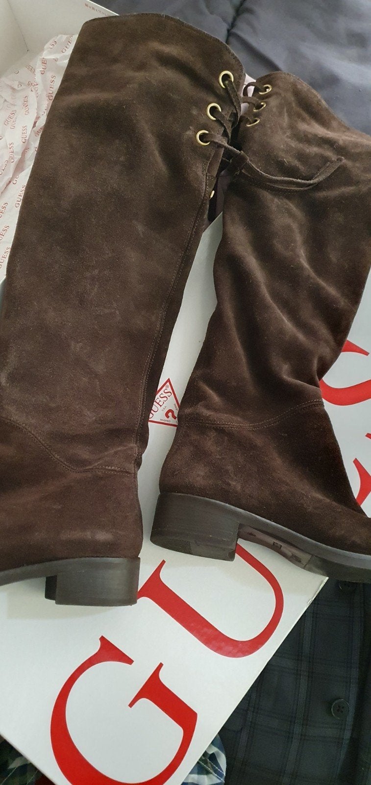 Guess hoge laarzen, bruin suède, maat 40, Hoge laarzen, Guess, Bruin, Verzenden