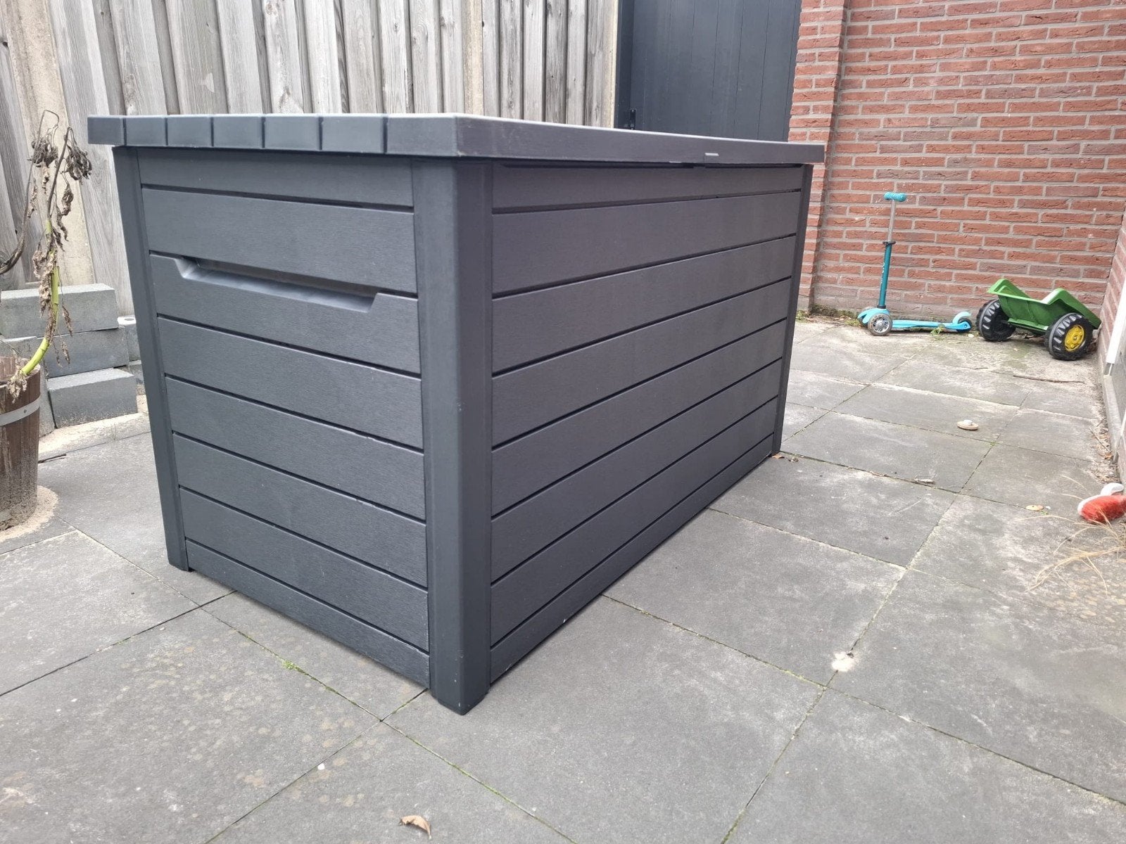 Kunststof opbergbox/tuinbox - Antraciet, Tuin en Terras, Ophalen, Zo goed als nieuw, Kunststof, Overige typen