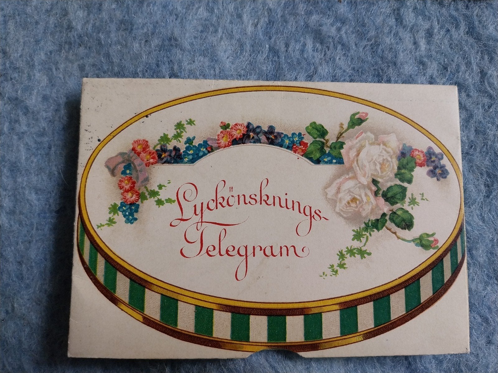 Zweeds Lyckönskningstelegram van Tante Brocante, Ophalen of Verzenden, 1920 tot 1940, Gelopen