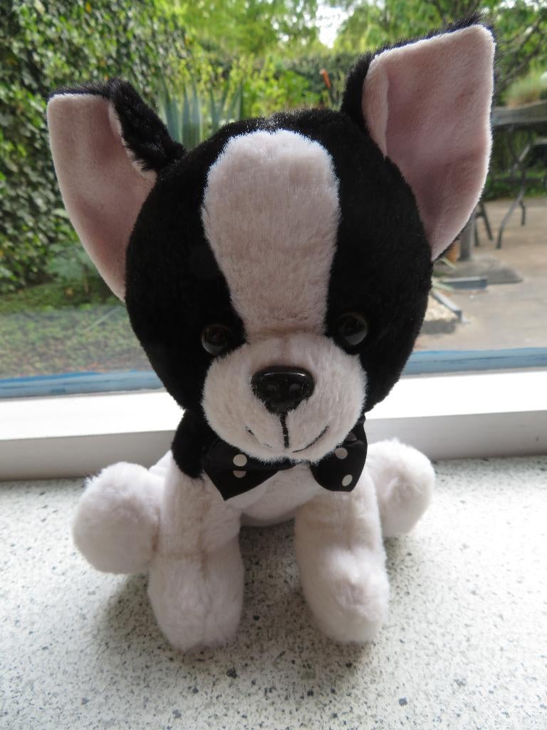 Zwart wit pluche hondje van Action merk ZD Trading, Zo goed als nieuw, Wasbaar, Middelgroot (20 tot 80 cm), Hond
