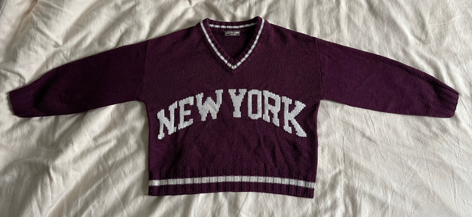 New York' V-hals Trui, Ophalen of Verzenden, Zo goed als nieuw, Meisje, Trui of Vest