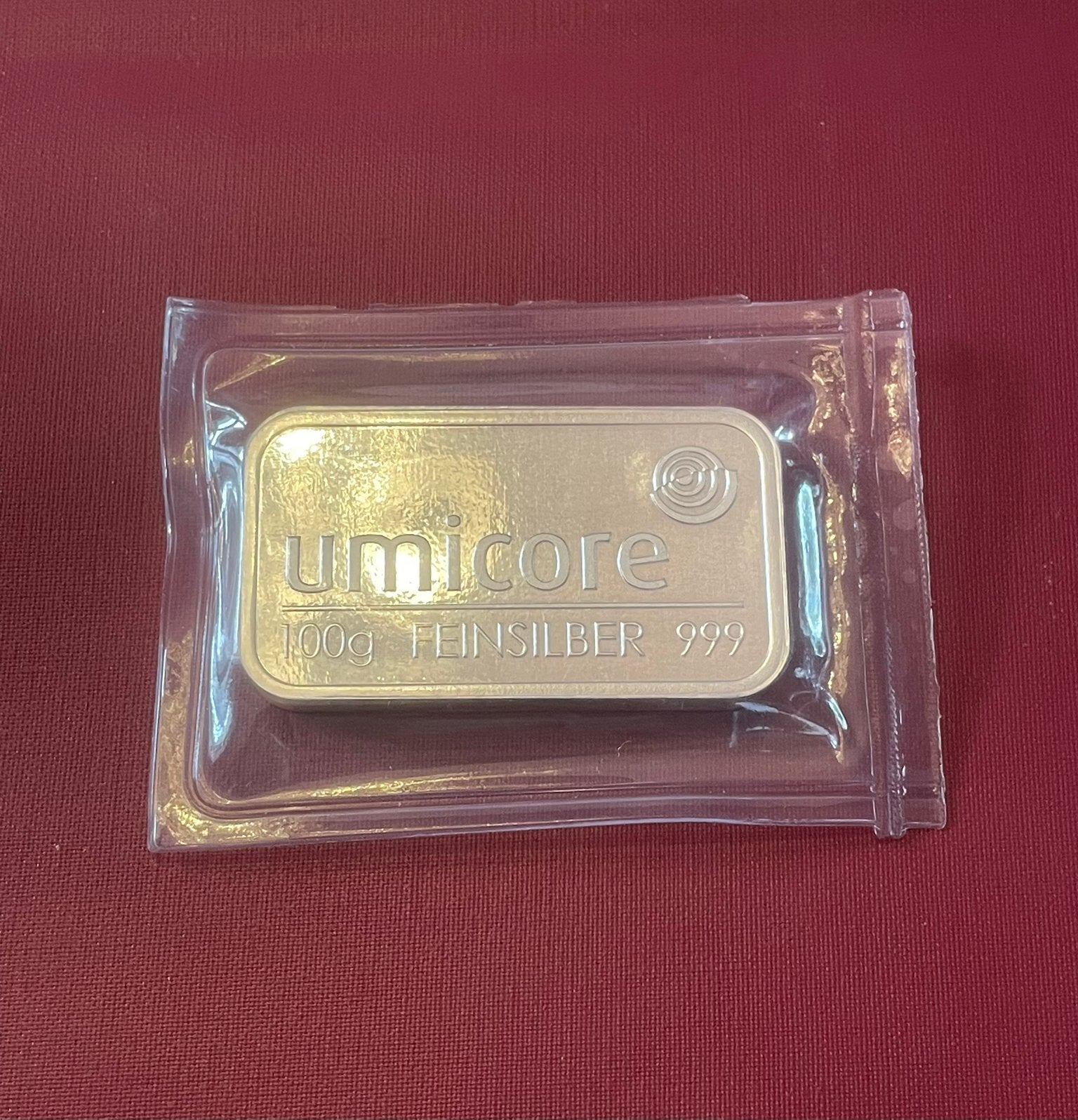 Zilverbaar 100 gram umicore, Ophalen of Verzenden, Zilver