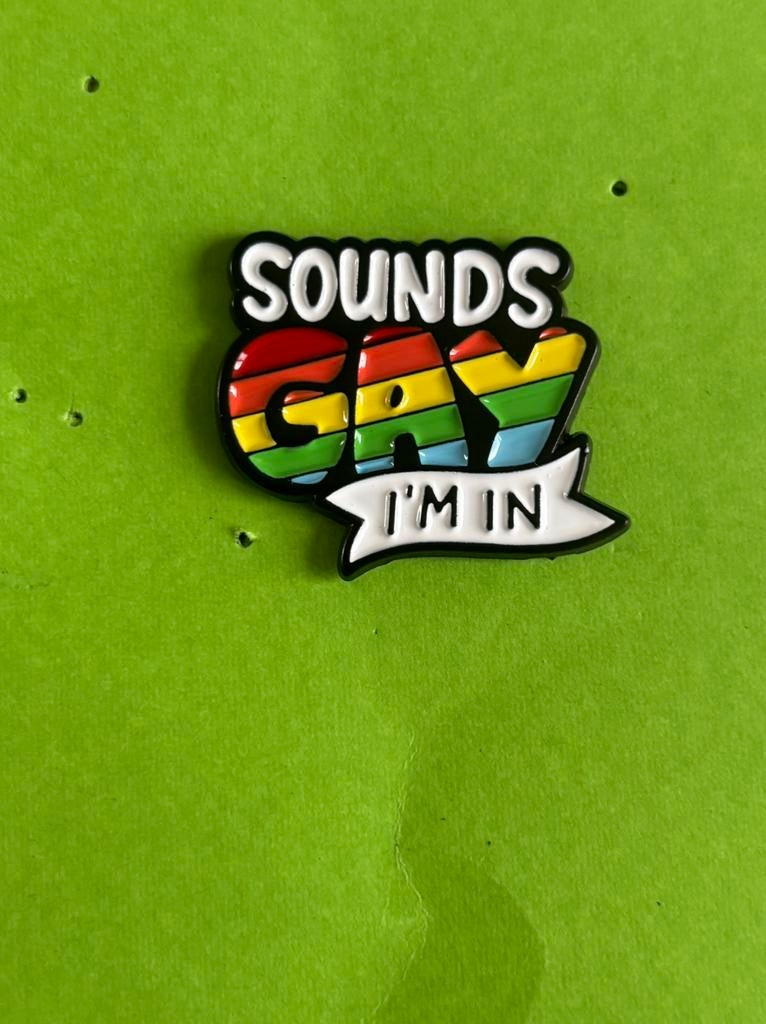 Pin sounds gay i'm in, Verzenden, Zo goed als nieuw, Merk, Speldje of Pin