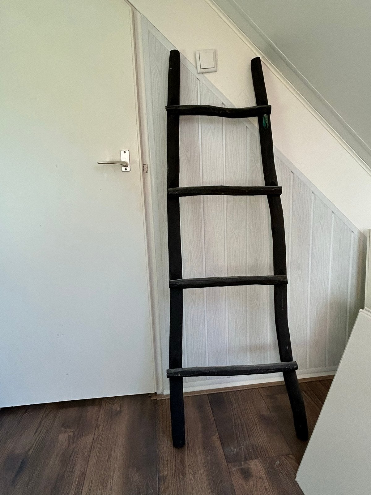 Zwarte houten ladder - decoratief, Huis en Inrichting, Ophalen of Verzenden, Gebruikt
