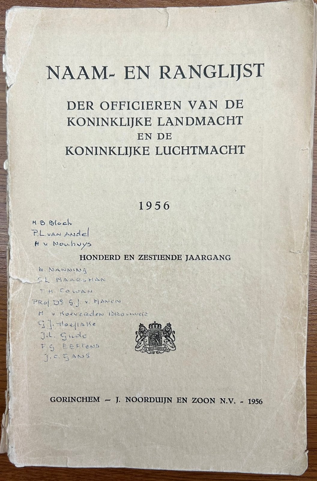 Naam en ranglijst Officieren KL en Klu van 1956, Verzamelen, Verzenden, Landmacht, Nederland, Boek of Tijdschrift