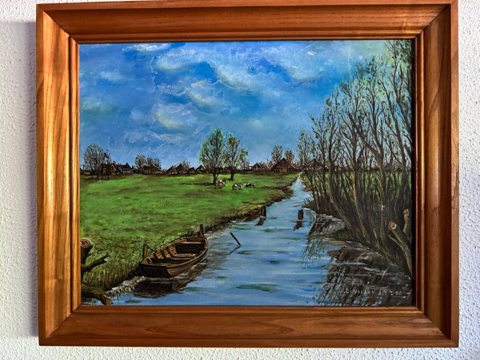 J.van Londeren: kleurrijke polder afb. 5-02’1980 ., Antiek en Kunst, Kunst | Schilderijen | Klassiek, Ophalen