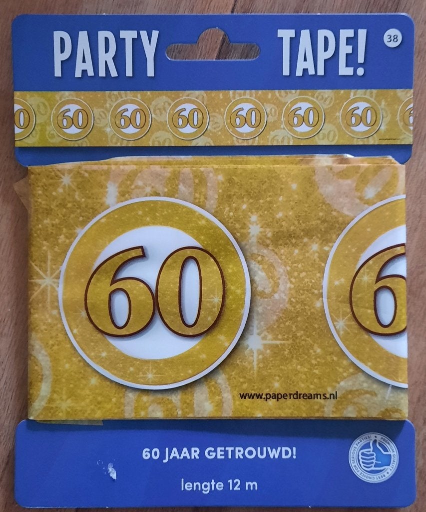 Afzetlint 12 meter lengte  60 jaar Getrouwd  Feest ( Nieuw ), Ophalen of Verzenden, Nieuw, Versiering, Geboorte of Huwelijk