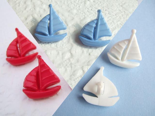 OPRUIMING ~ Zeilboot knoopje ~ 16 mm ~ Rood Wit Blauw, -, -, Nieuw, Ophalen of Verzenden
