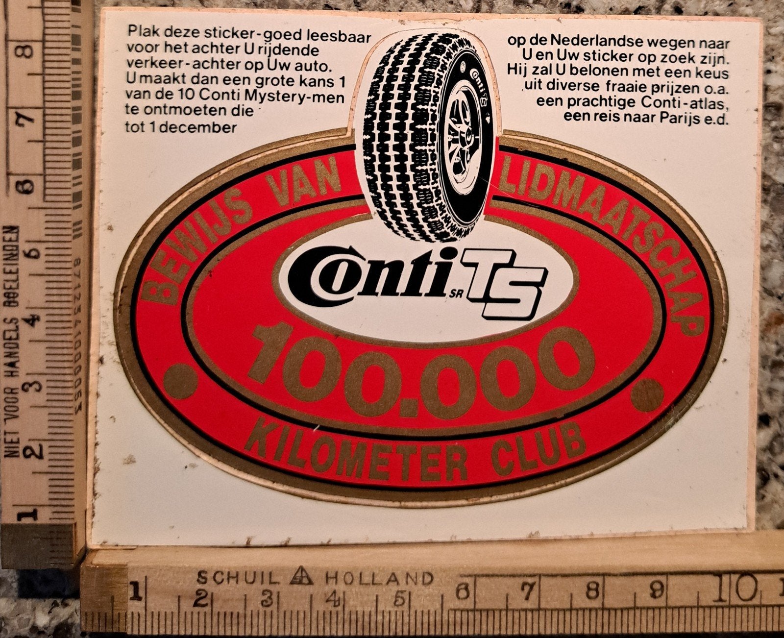 Vintage sticker Continental TS 100.000 kilometer club, Ophalen of Verzenden, Zo goed als nieuw