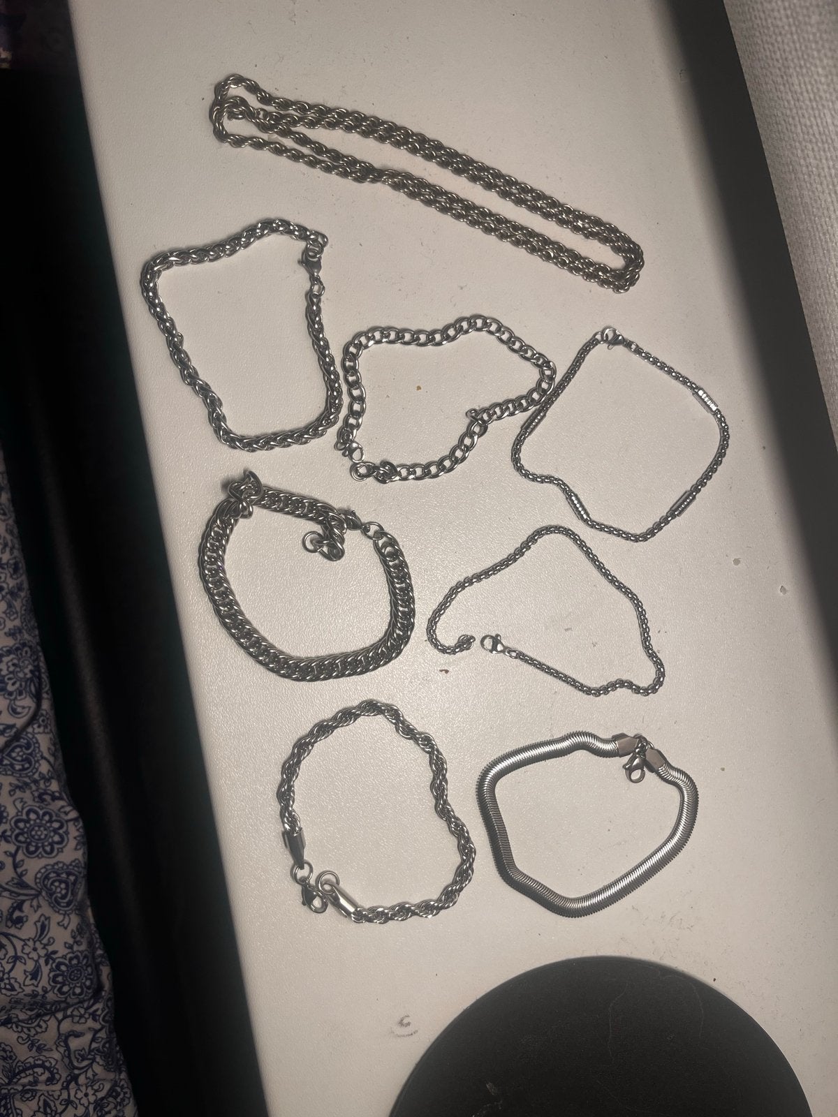 7 armbanden + 1 neclace bundel, Ophalen, Gebruikt, Zilver, Overige materialen