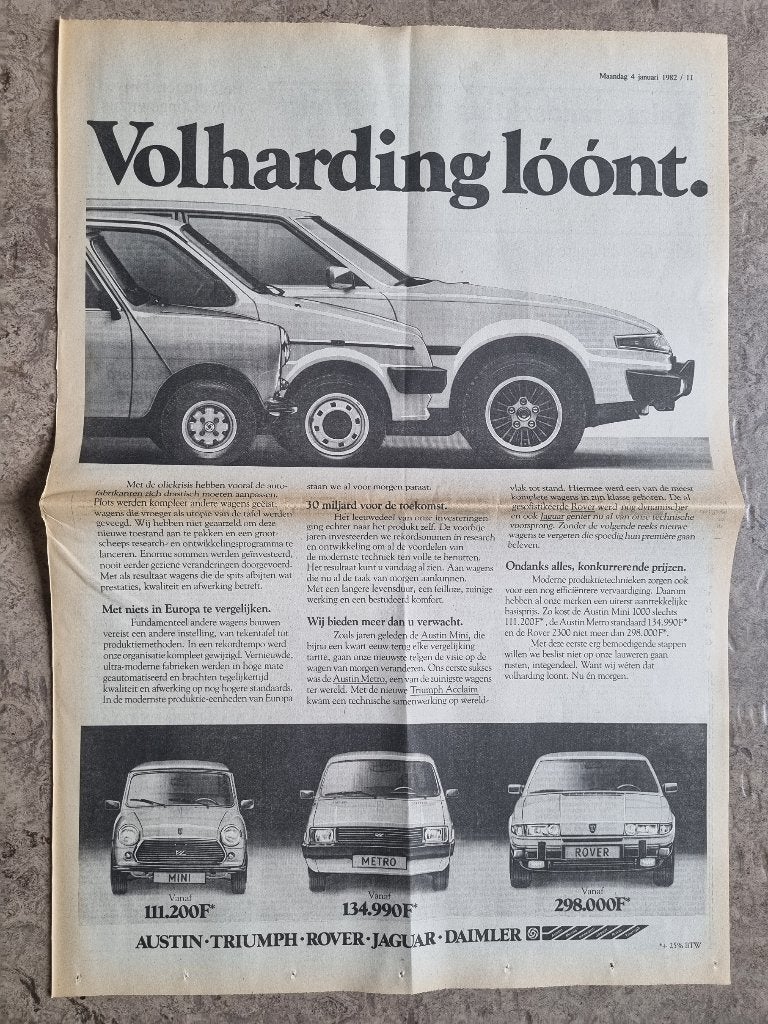 Advertentie Austin auto's (1982), Ophalen of Verzenden, 1980 tot heden, Knipsel(s)
