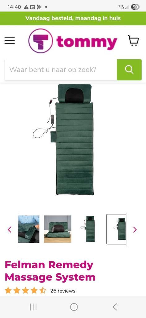 Felman Remedy Massage System - Ontspanning Thuis, Ophalen of Verzenden, Zo goed als nieuw, Massagestoel of Kussen