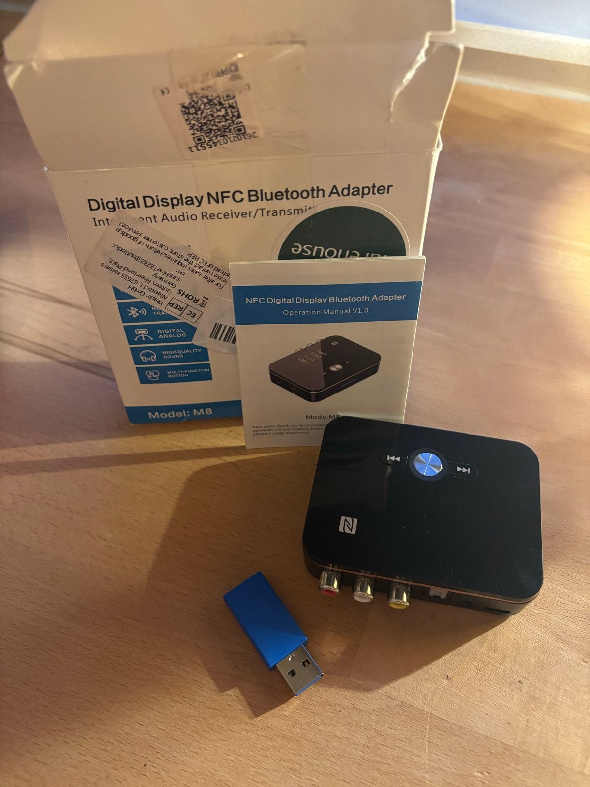 NFC Bluetooth Adapter Audio Ontvanger/Zender M8, Ophalen of Verzenden, Nieuw, Minder dan 2 meter, Overige kabels