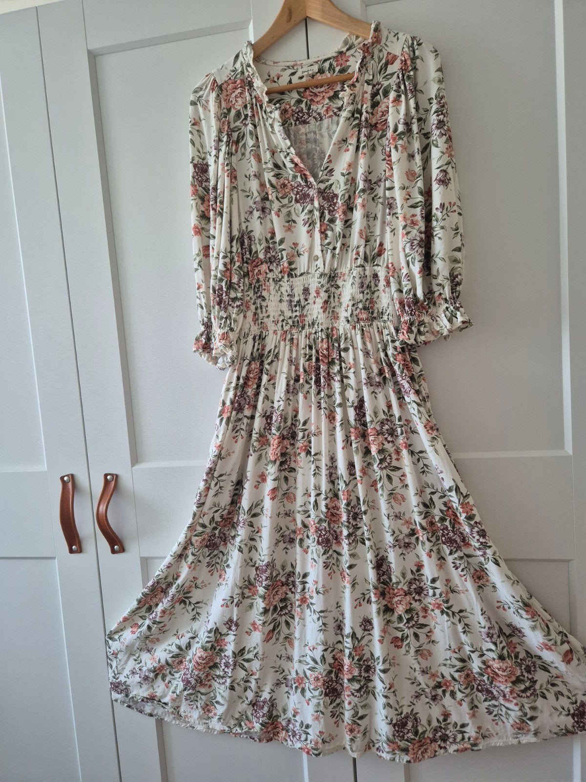 Newbie Bloemen Maxi Jurk Maat S met zakken, Wit, Newbie, Ophalen of Verzenden, Zo goed als nieuw