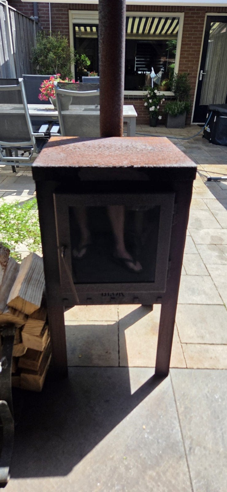 BLOK buiten haard / buiten kachel / terras haard/cortenstaal, Ophalen, Gebruikt