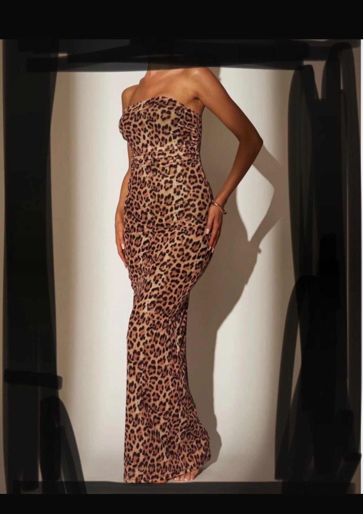 South Beach strapless maxi jurk leopard mt. (38) 40 Nieuw, Maat 38/40 (M), Bruin, Nieuw, Ophalen of Verzenden