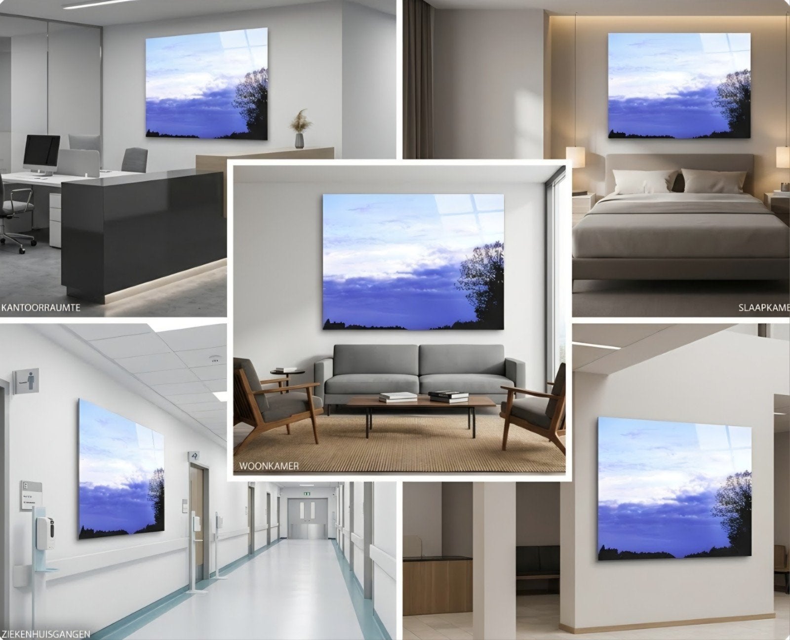 Luxe Wanddecoratie Plexiglas "Serene Avondlucht", Verzenden, Nieuw, Schilderij, Oorspronkelijke maker