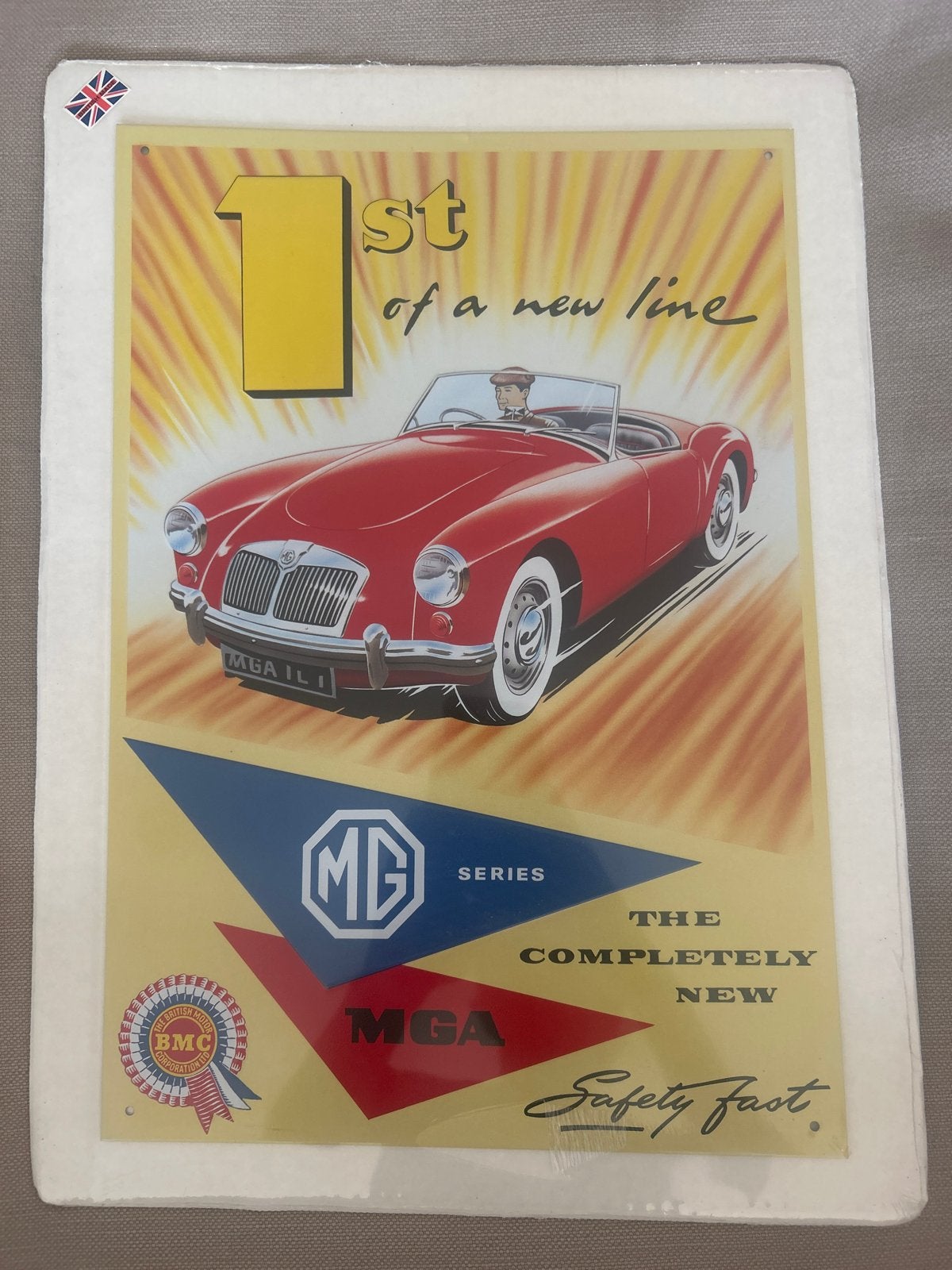 MG MGA metalen bord - 40x30 cm - Nieuw in verpakking, Verzamelen, Automerken, Motoren en Formule 1, Verzenden, Nieuw, Auto's