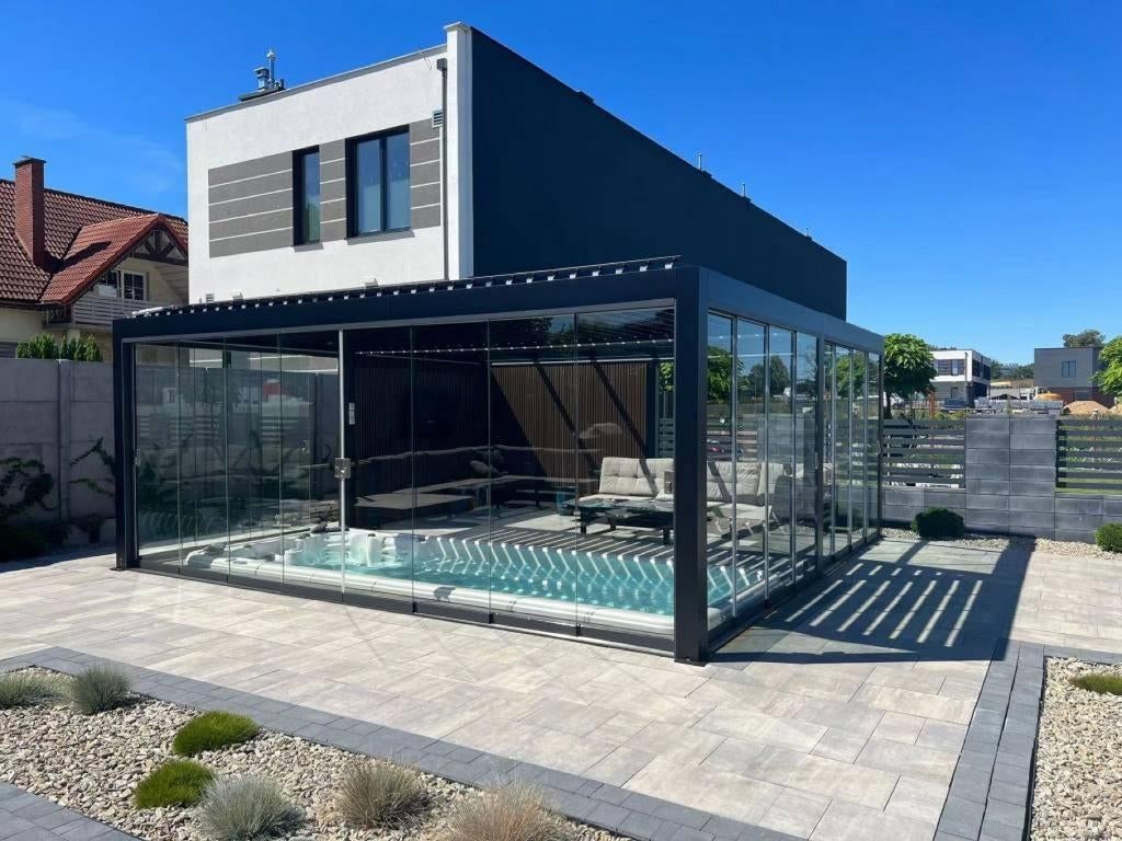 Luxe Veranda/Tuinkamer 3x3x2.5m met Lamellendak, Tuin en Terras, Overkappingen, Ophalen of Verzenden, Zo goed als nieuw, Veranda