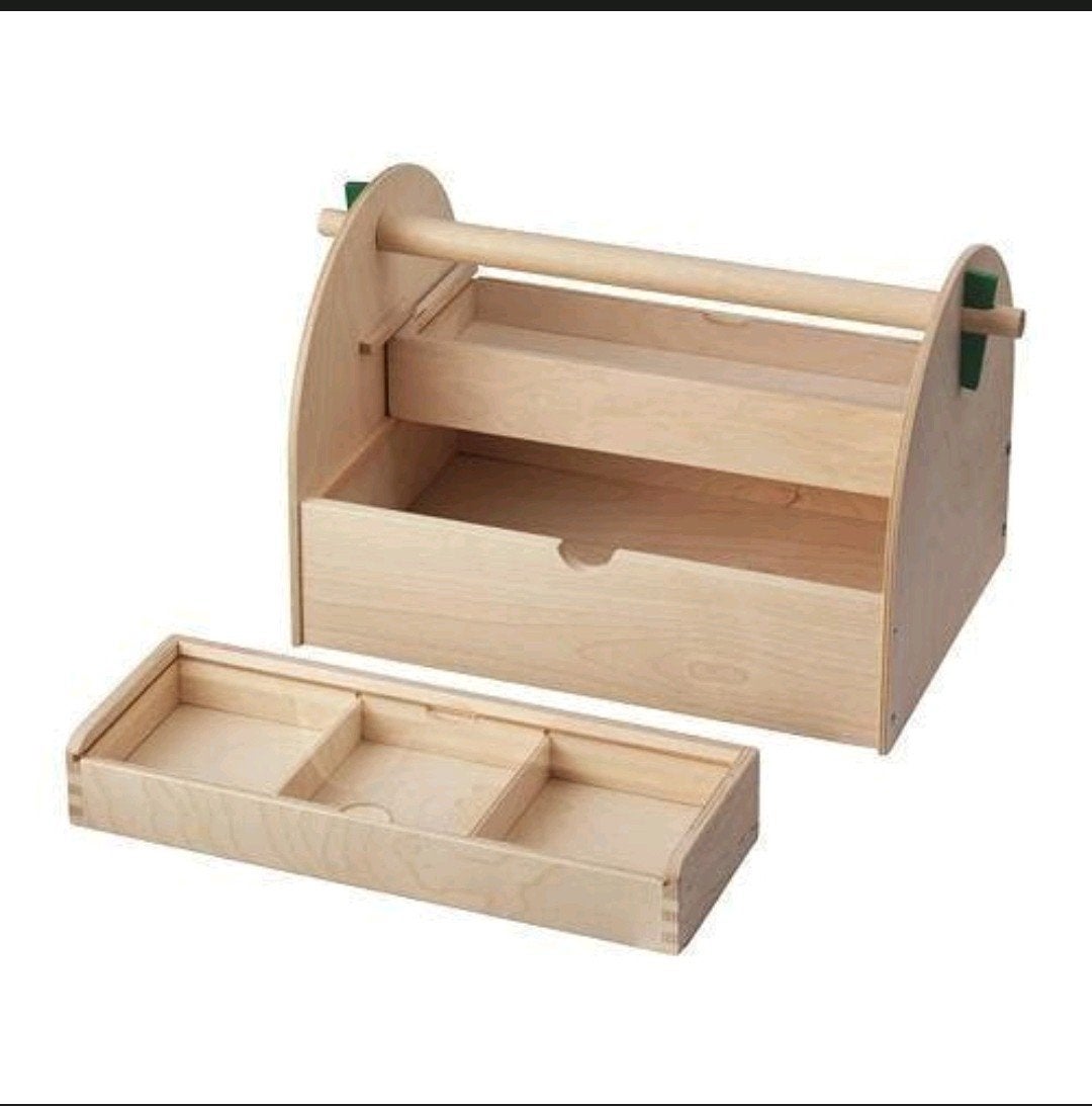 IKEA LUSTIGT Houten Opbergkist met handvat, 3 compartimenten, Huis en Inrichting, Woonaccessoires | Kisten, Ophalen of Verzenden