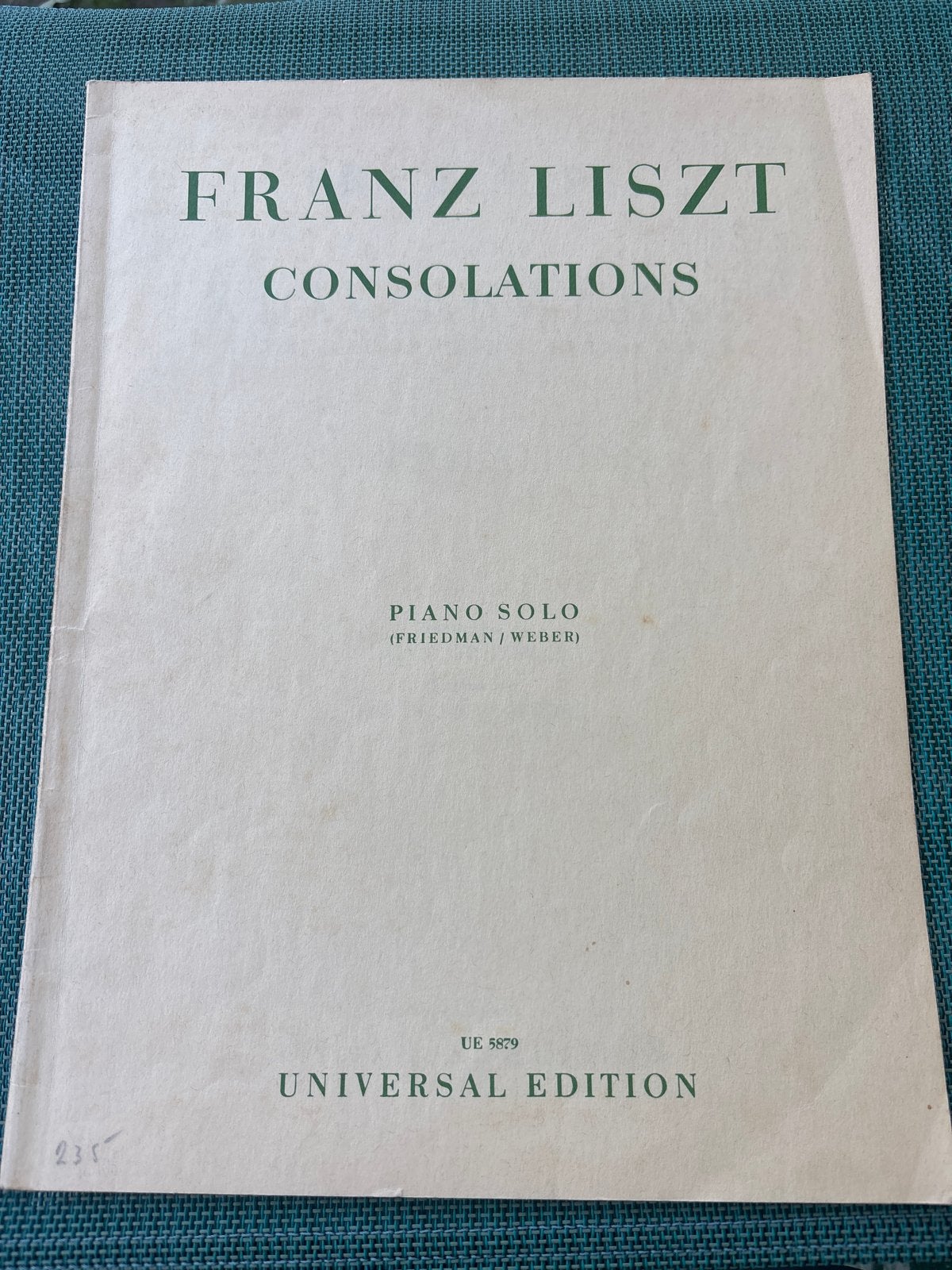 Franz Liszt Consulations - Piano Solo Bladmuziek, Gebruikt, Klassiek, Ophalen of Verzenden, Artiest of Componist