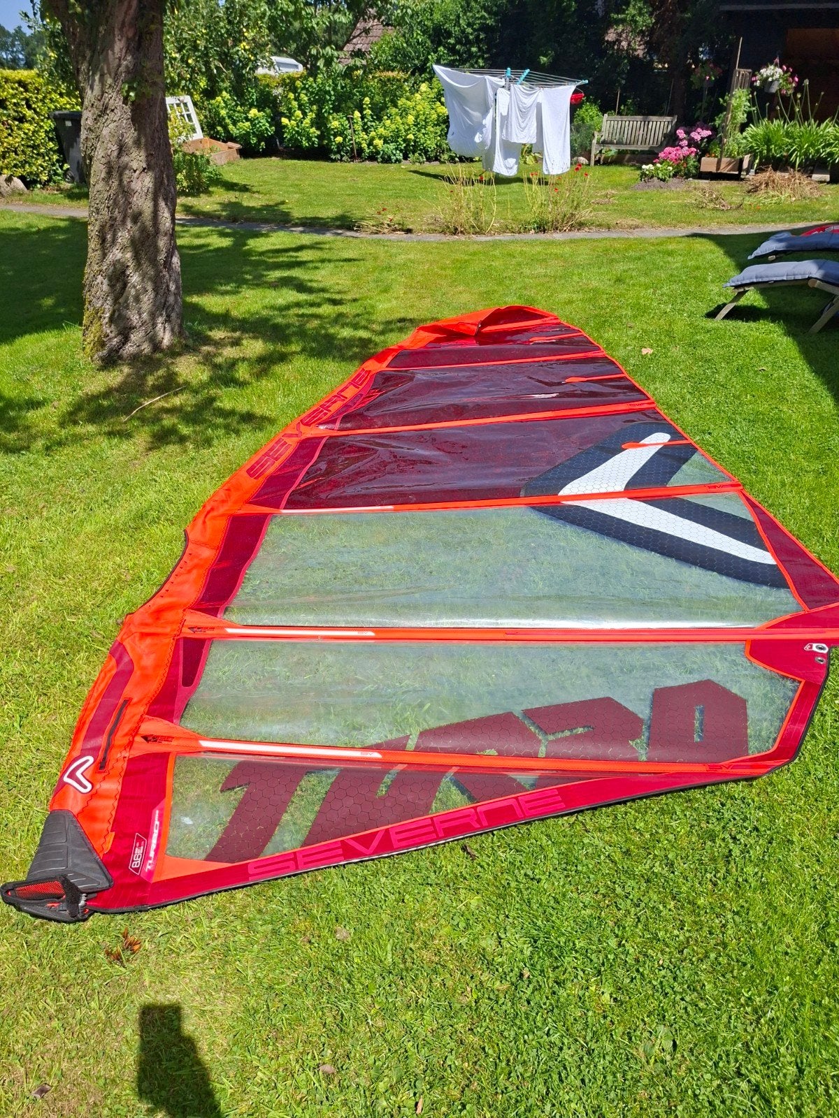 Severne Turbo M4  8.6m² windsurfzeil met 2 cambers, Watersport en Boten, Ophalen, Met draagtas, Zo goed als nieuw, Zeil
