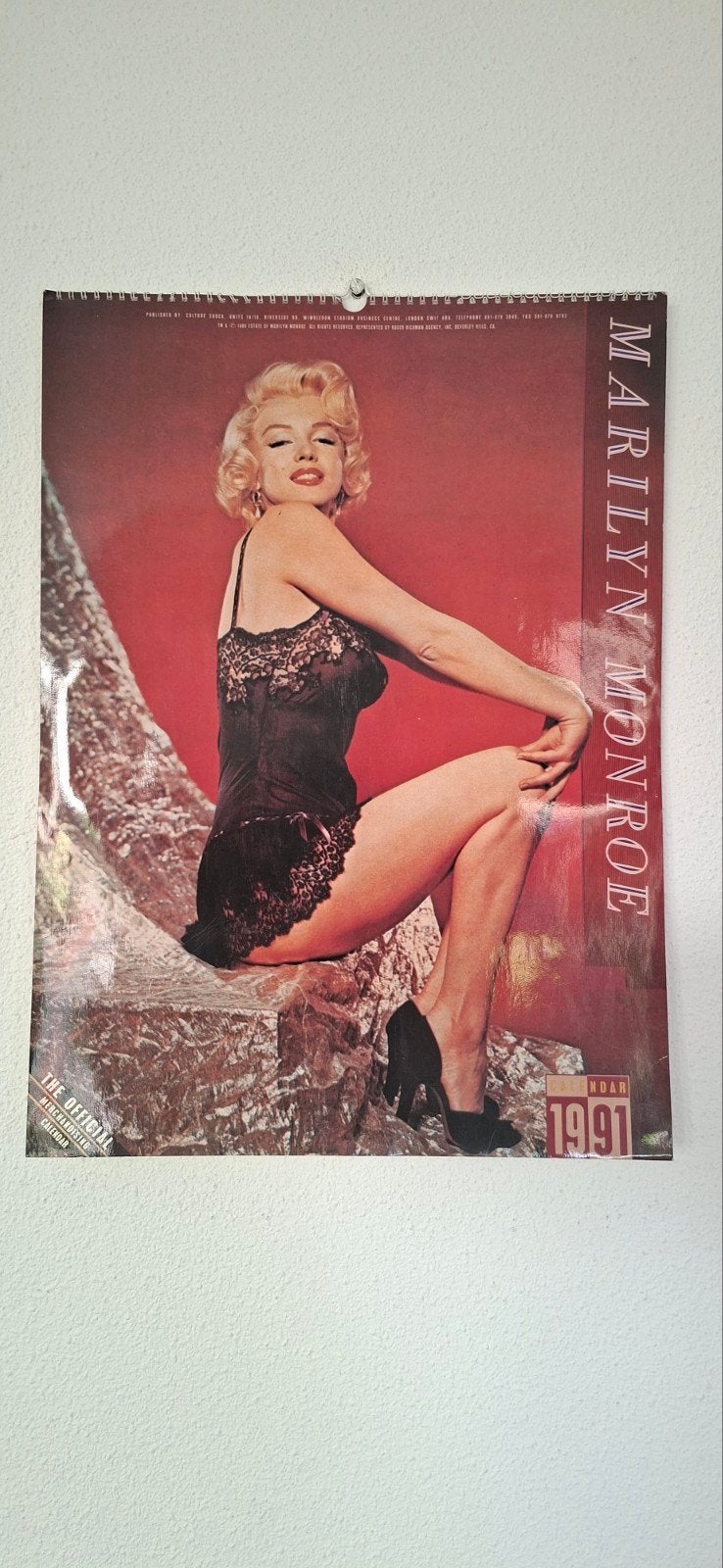 Grote originele vintage kalender uit 1991 Marilyn Monroe, Ophalen of Verzenden, Zo goed als nieuw, Poster, Artwork of Schilderij