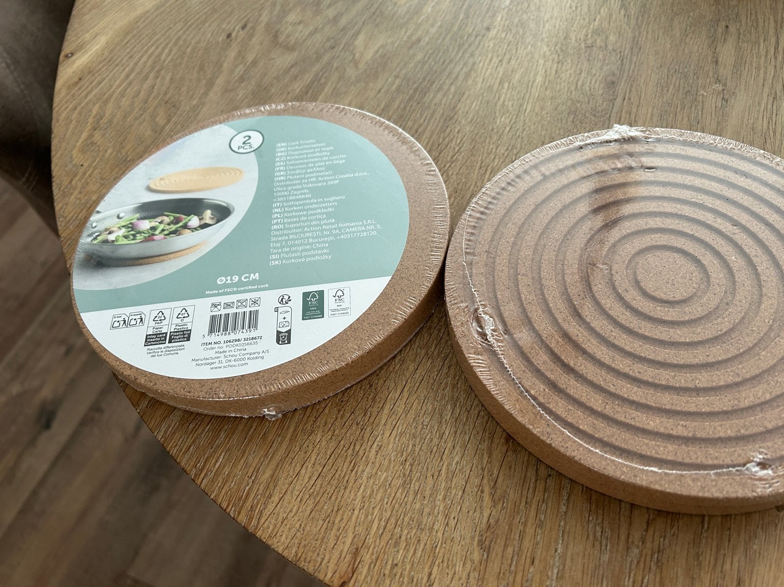Gratis. 2x2 Kurken pannenonderzetters, Huis en Inrichting, Ophalen, Kurk, Nieuw, Bruin