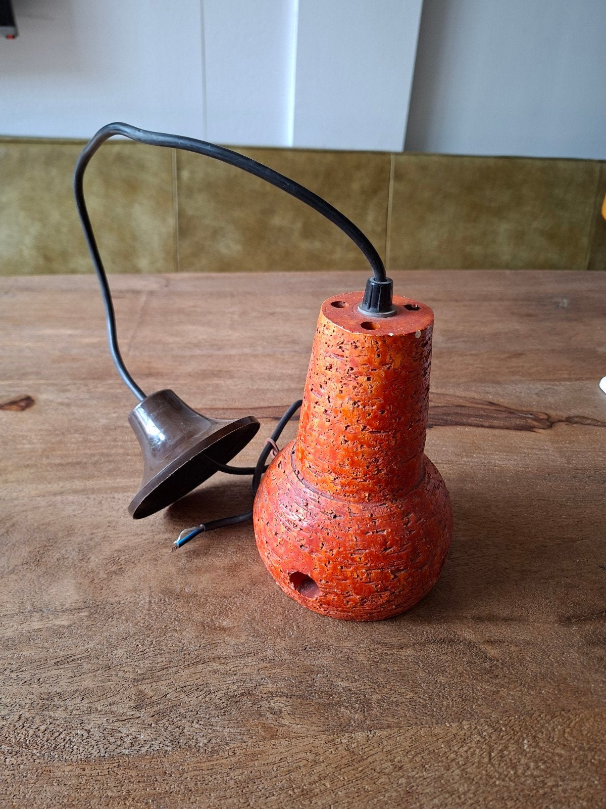 Oranje vintage lamp, uniek design, Overige merken, Gebruikt, Oranje, E27 (groot)