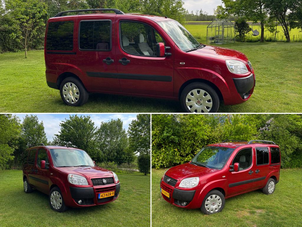 Fiat Doblo 1.4 57KW 2009 Rood 7 ztter/ familia, Auto's, Fiat, Voorwielaandrijving, Stof, 4 cilinders, 7 stoelen