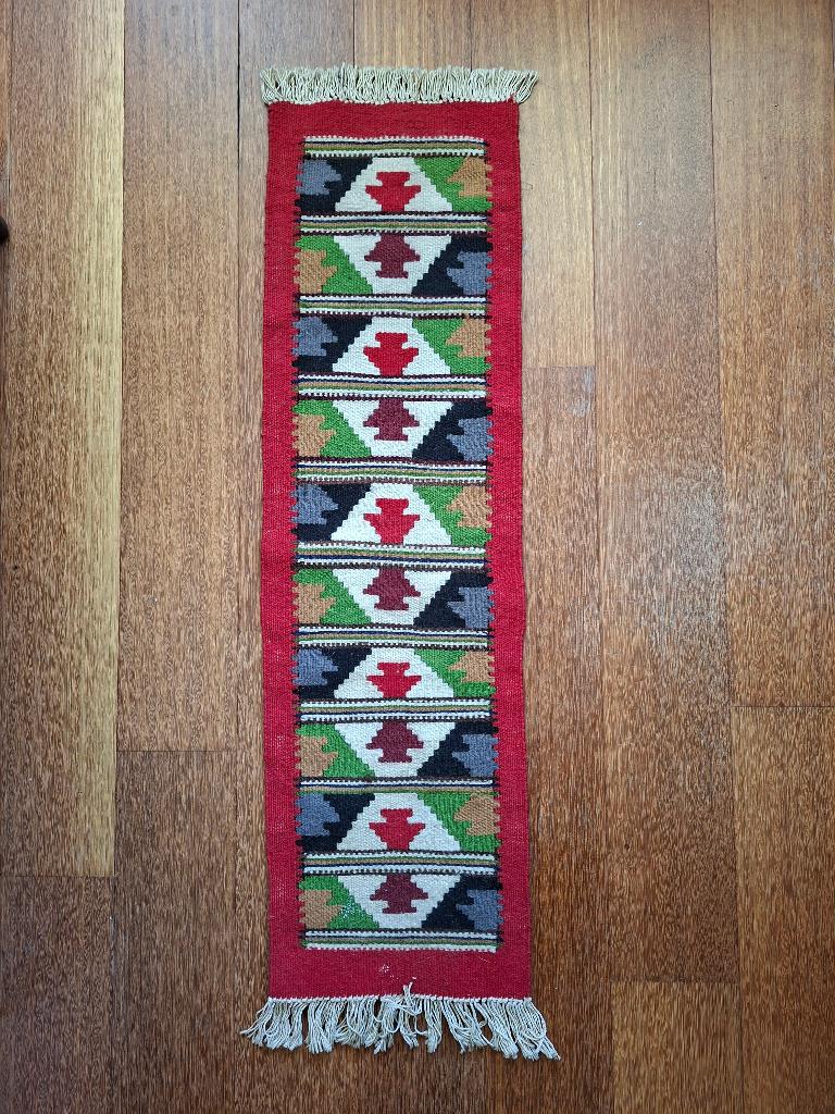 Vintage Handgeweven Kelim Loper, Huis en Inrichting, Minder dan 50 cm, 50 tot 100 cm, Zwart, Ophalen of Verzenden