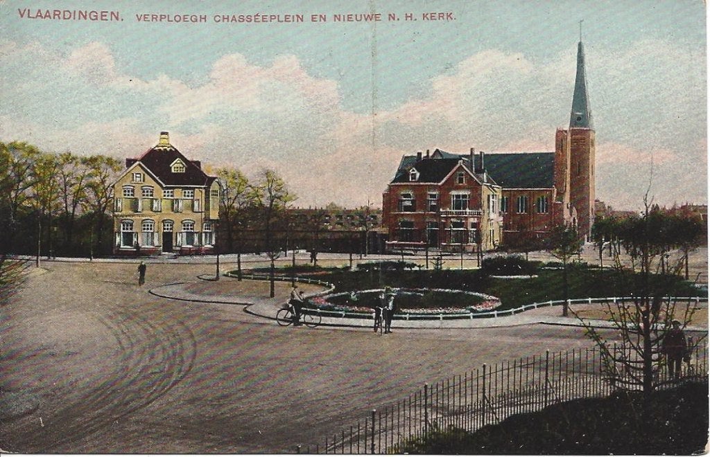 Vlaardingen (Z.H) Verploegh Chasséeplein, Kerk, gelopen 1914, Verzamelen, Ophalen of Verzenden, Voor 1920, Gelopen, Zuid-Holland