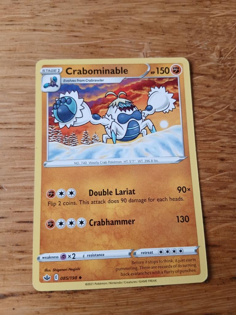 Crabominable Pokémon Kaart 085/198 - Zeldzaam!, Ophalen of Verzenden, Zo goed als nieuw, Losse kaart
