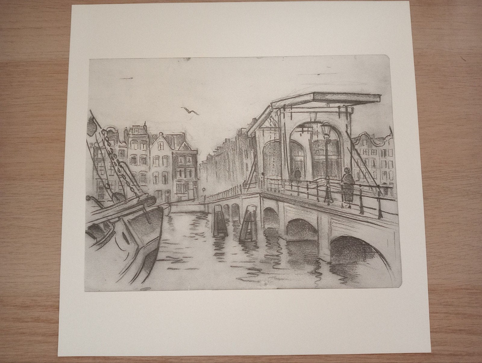 Prent Magere Brug Amsterdam, Ophalen of Verzenden, Voor 1940, Gebruikt