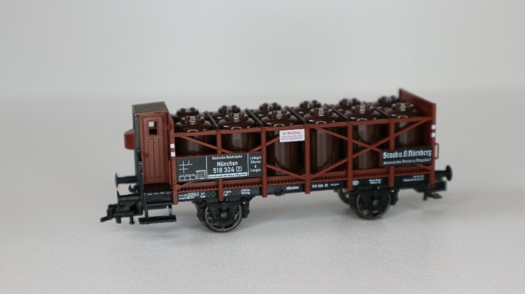 Zuurflessenwagen  met remmershuisje, Gelijkstroom, Fleischmann, Wagon, Ophalen of Verzenden