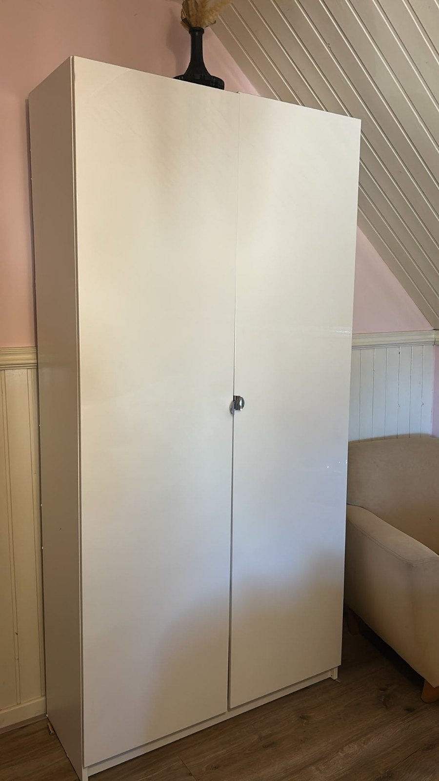 Witte kledingkast met lades en hangruimte, Gebruikt, 200 cm of meer, Met lade(s), Modern