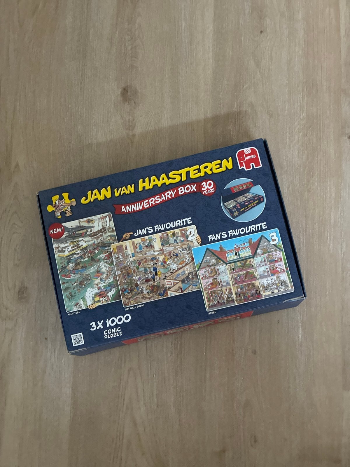 Jan van Haasteren Anniversary Box 3x 1000 stukjes, Ophalen, 500 t/m 1500 stukjes, Zo goed als nieuw, Legpuzzel