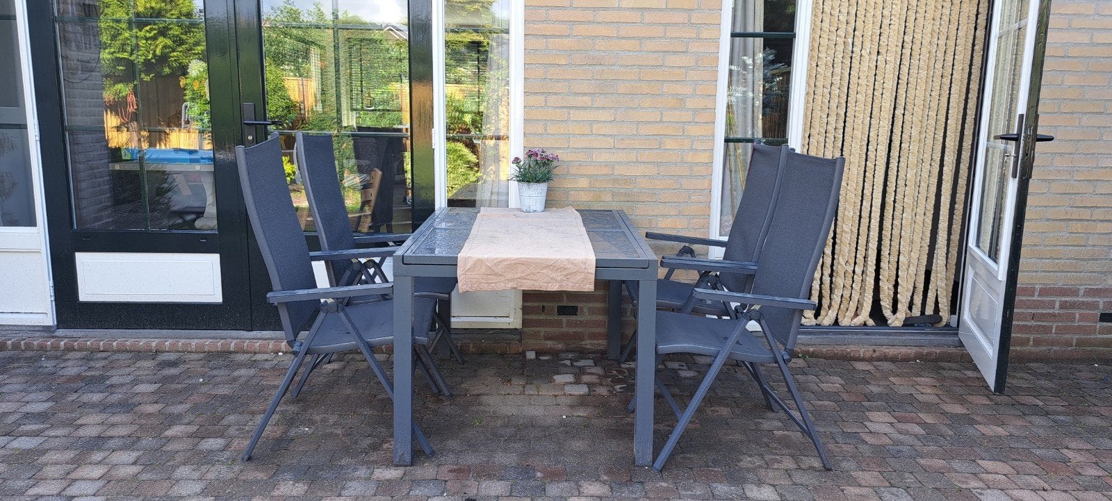 Tuinset Livarno Houston tafel met 4 stoelen, Tuin en Terras, Ophalen, Zo goed als nieuw, Aluminium