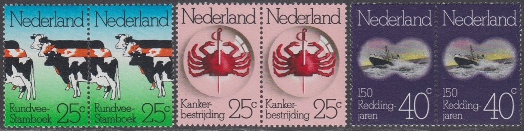 Nederland 1052/1054 Gelegenheidszegels 1974 in paartjes, Postzegels en Munten, Ophalen of Verzenden, Na 1940, Postfris