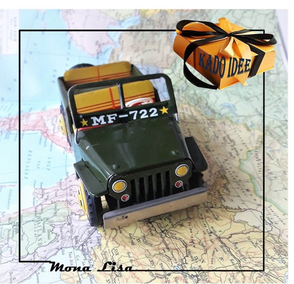 Blikken auto Jeep MF–722  # 16,5 cm lang, Hobby en Vrije tijd, Ophalen of Verzenden, Overige merken