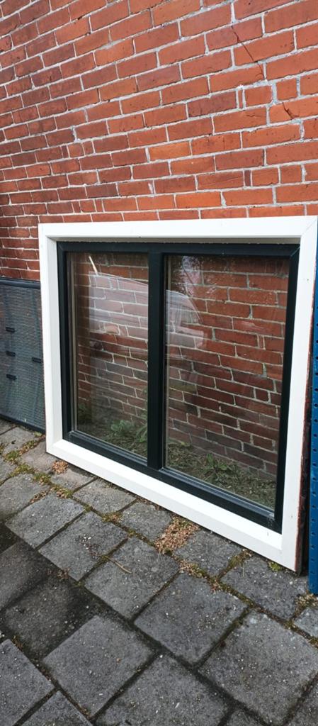 Dubbelglas gevelraam met kunststof kozijn, Gevelraam of Ruit, Gebruikt, 120 tot 160 cm, Ophalen of Verzenden