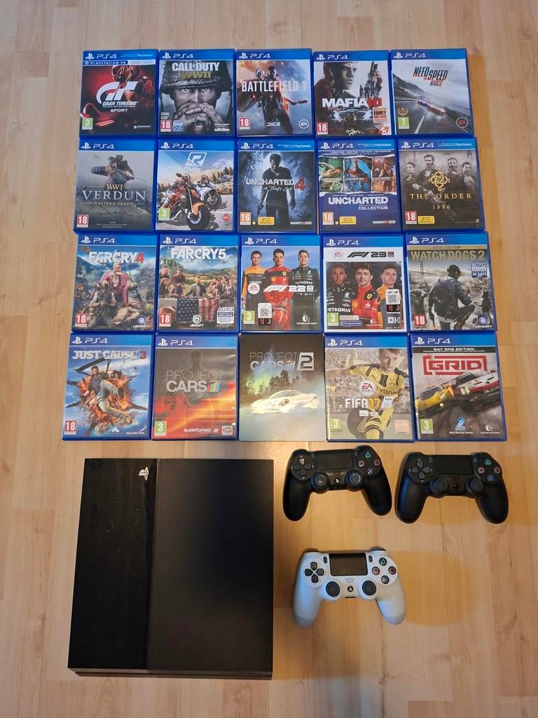 PS4 met 3 controllers en 20 games, Ophalen, Gebruikt, Vanaf 18 jaar, Overige genres