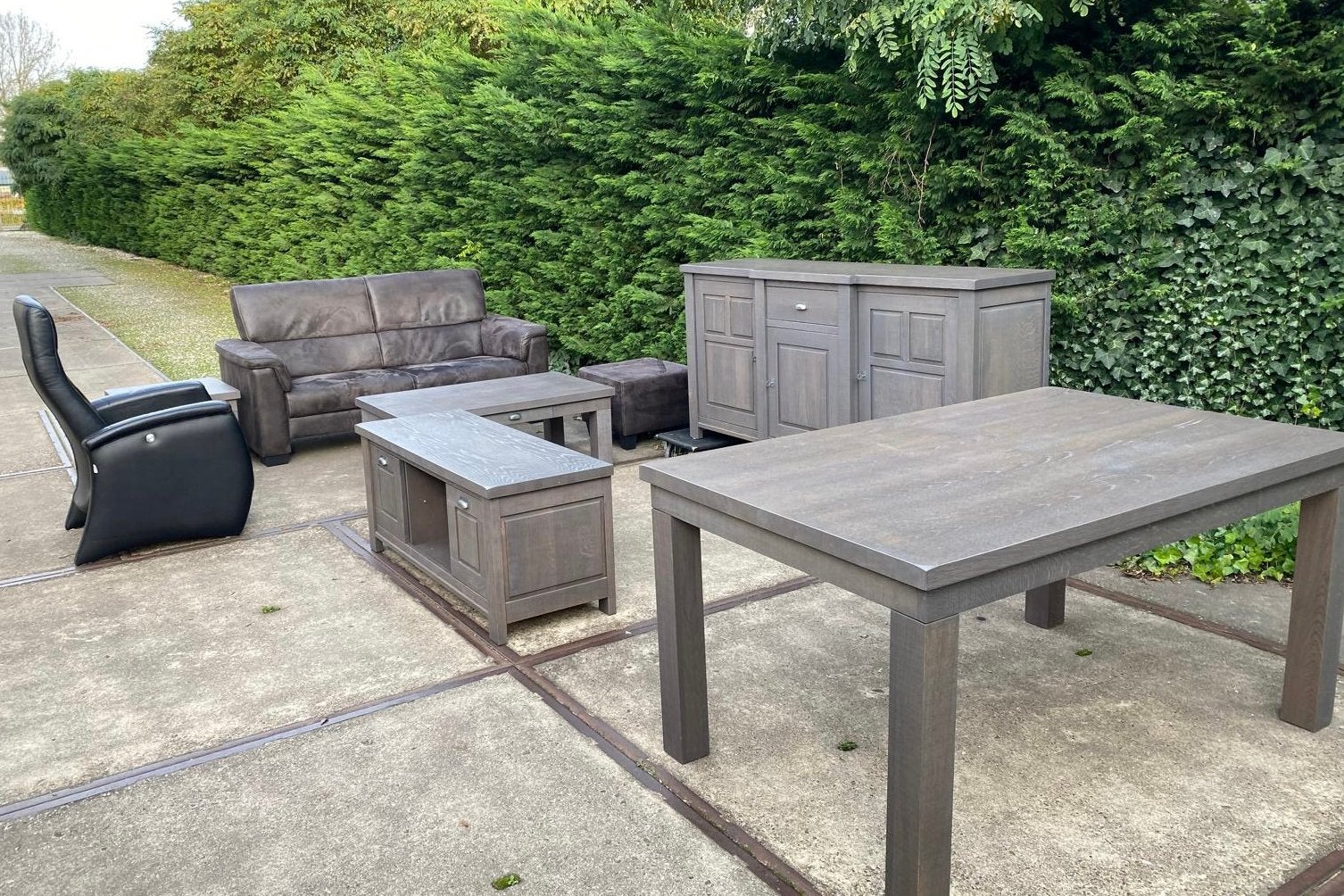 Inboedel massief eikenhout Horsen donker grey kleur, Ophalen