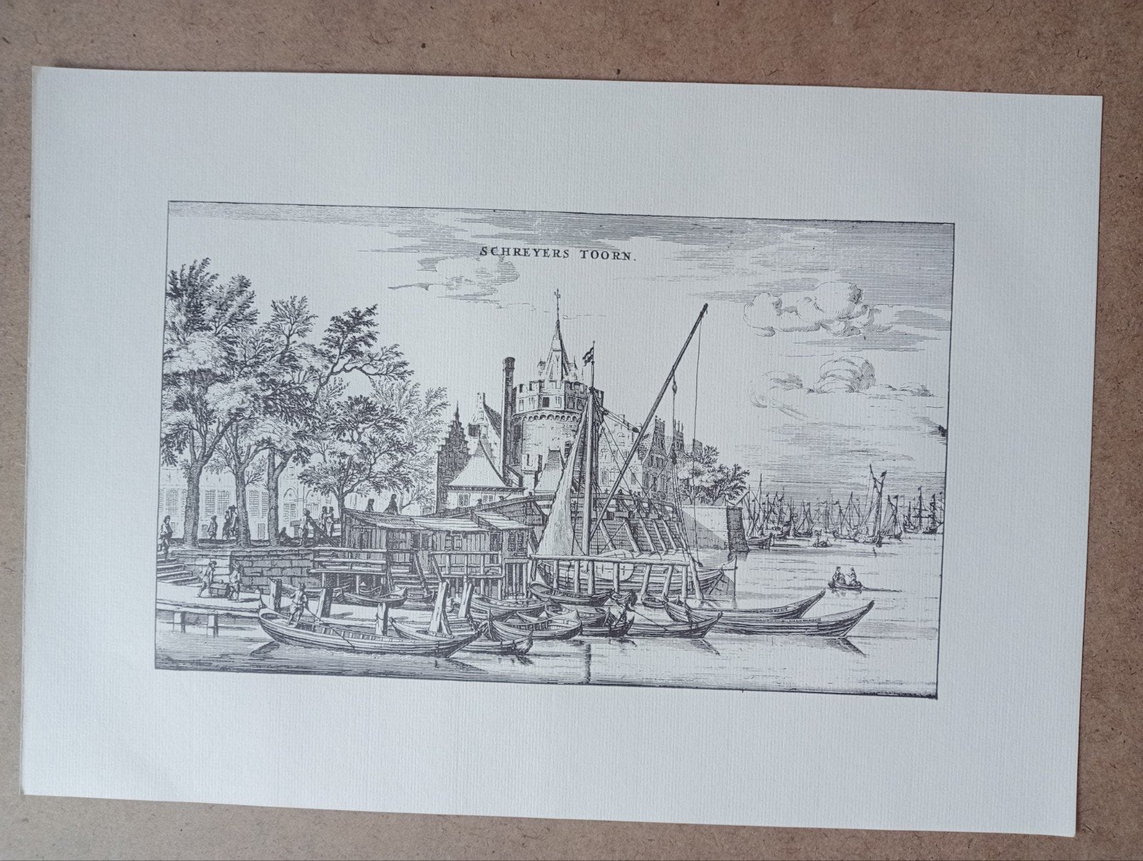 Gravure De Schreierstoren Amsterdam, Antiek en Kunst, Ophalen of Verzenden