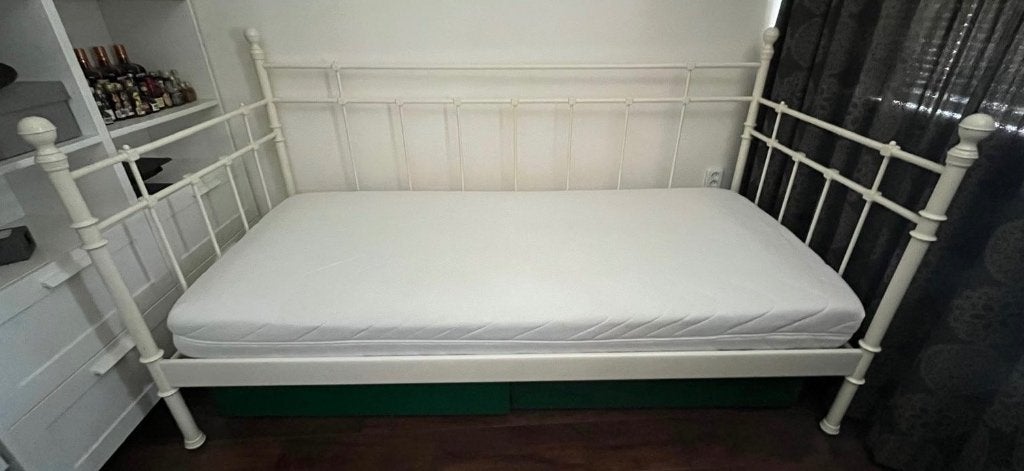 Wit metalen eenpersoons bed 200x90, Ophalen, Gebruikt, 90 cm, Eenpersoons