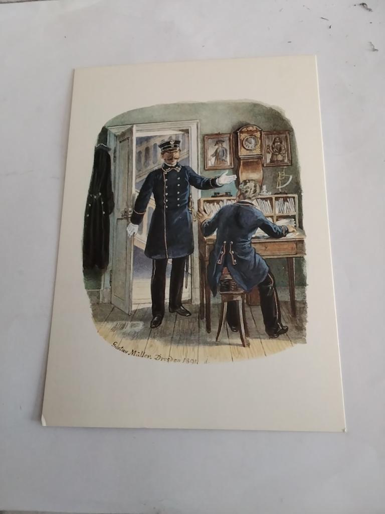 POSTMUSEUMSKARTE. "POSTILLIONE"  AQUARELL G.MULLER, Ophalen of Verzenden, 1980 tot heden