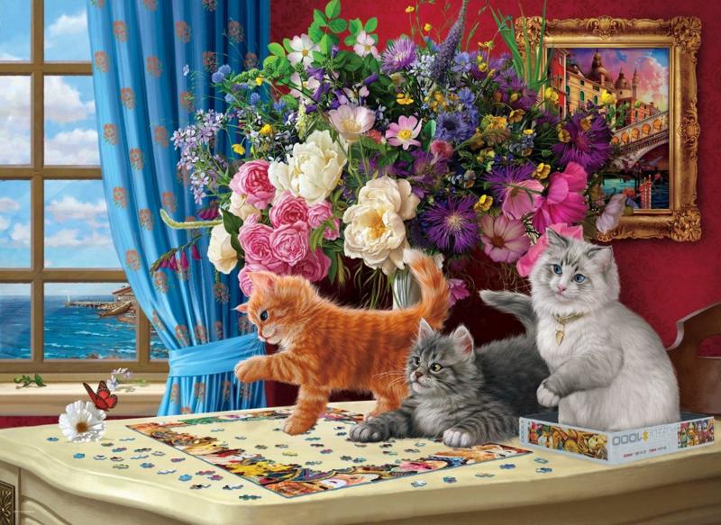 Eurographics - Puzzling Cats - 1000 stukjes, Hobby en Vrije tijd, Denksport en Puzzels, Nieuw, Legpuzzel, 500 t/m 1500 stukjes