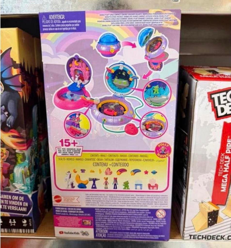 Polly Pocket Dubbele compacts - Ruimteschip kasteel speelset, Kinderen en Baby's, Speelgoed | Overig, Meisje, Nieuw, Ophalen of Verzenden