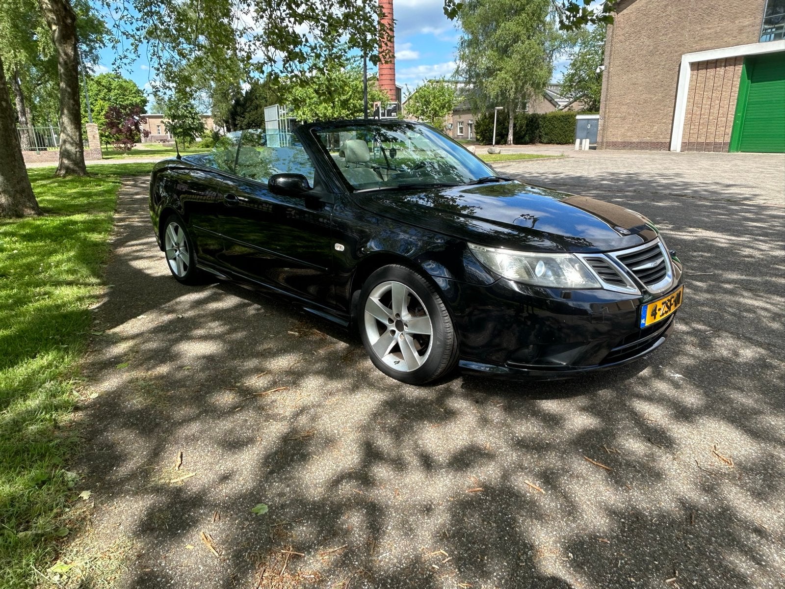 Saab 9-3 2.0 Turbo Cabriolet AUT 2008 Zwart, Auto's, 1998 cc, Beige, Cabriolet, 4 stoelen