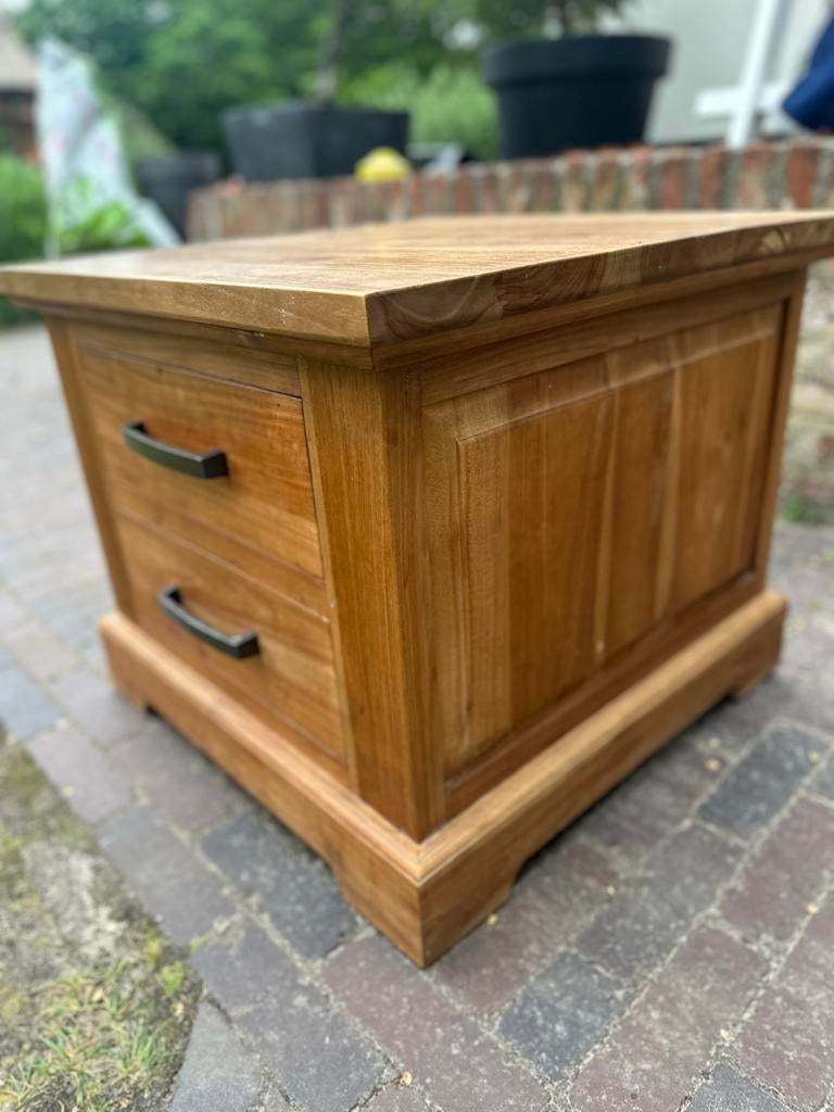 Mooi Teakhouten Ladekastje - 60x60x51 cm, Huis en Inrichting, Kasten | Ladekasten, Ophalen, Gebruikt, 1 of 2 laden, Teakhout